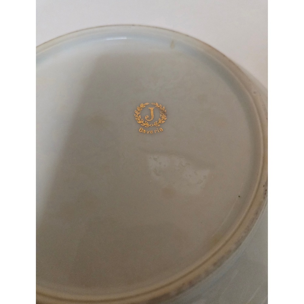 Vintage Bavaria Floral Porcelain Bowl Scalloped Edge Roses Germany 9" - Picture 6 of 11